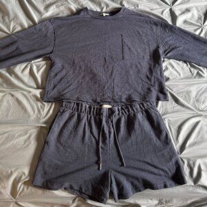 Z Supply - Navy Blue Set - Shorts and Long Sleeve with Chest Pocket